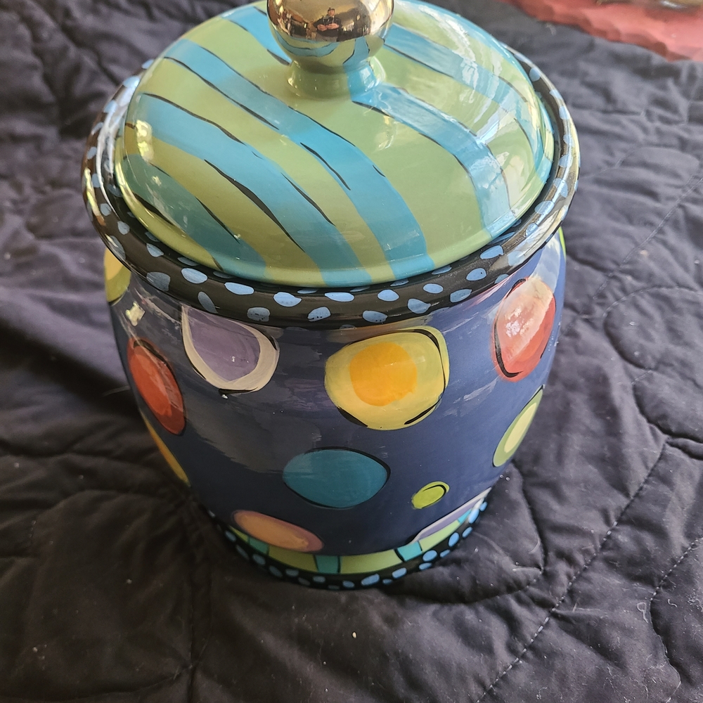 Colorful Polka Dot Ceramic Jar